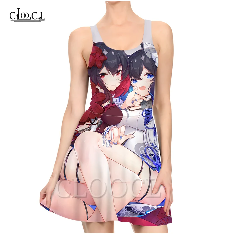 Женское платье без рукавов CLOOCL летнее с 3D принтом в японском стиле Повседневные