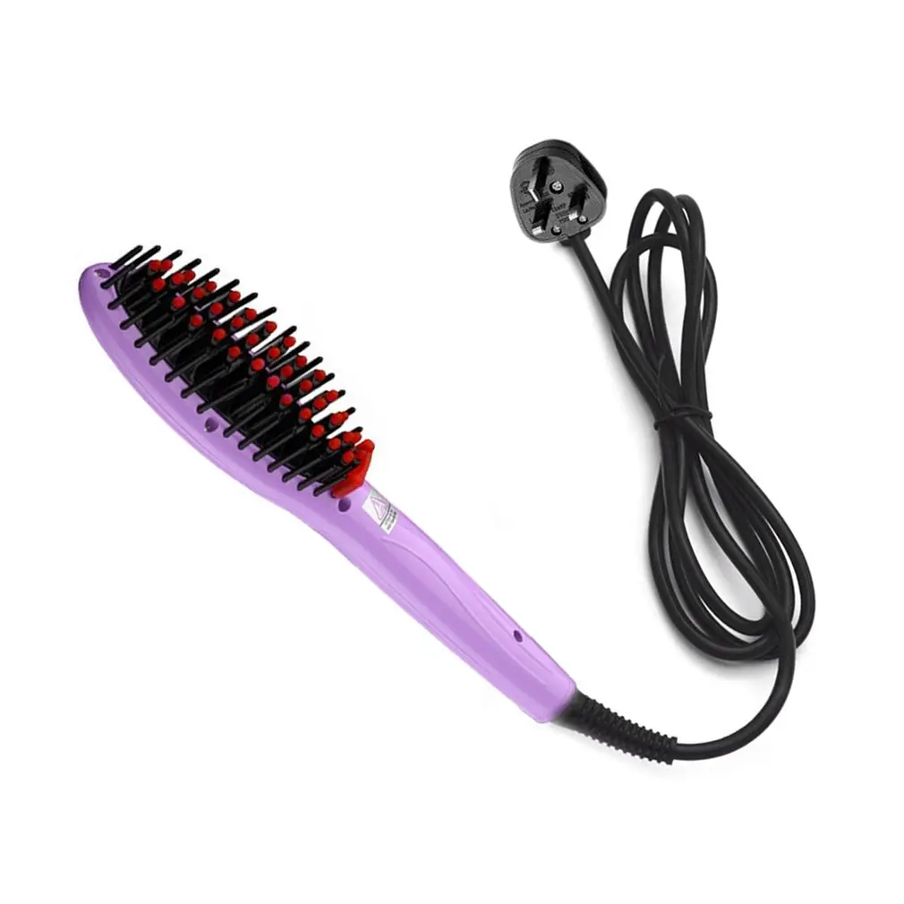 UK Plug Purple Щетка для волос, быстрый выпрямитель для волос, расческа для волос, электрическая расческа, расческа, Утюги, авто прямые расчески для волос, щетка, подарки - Цвет: UK Plug Purple