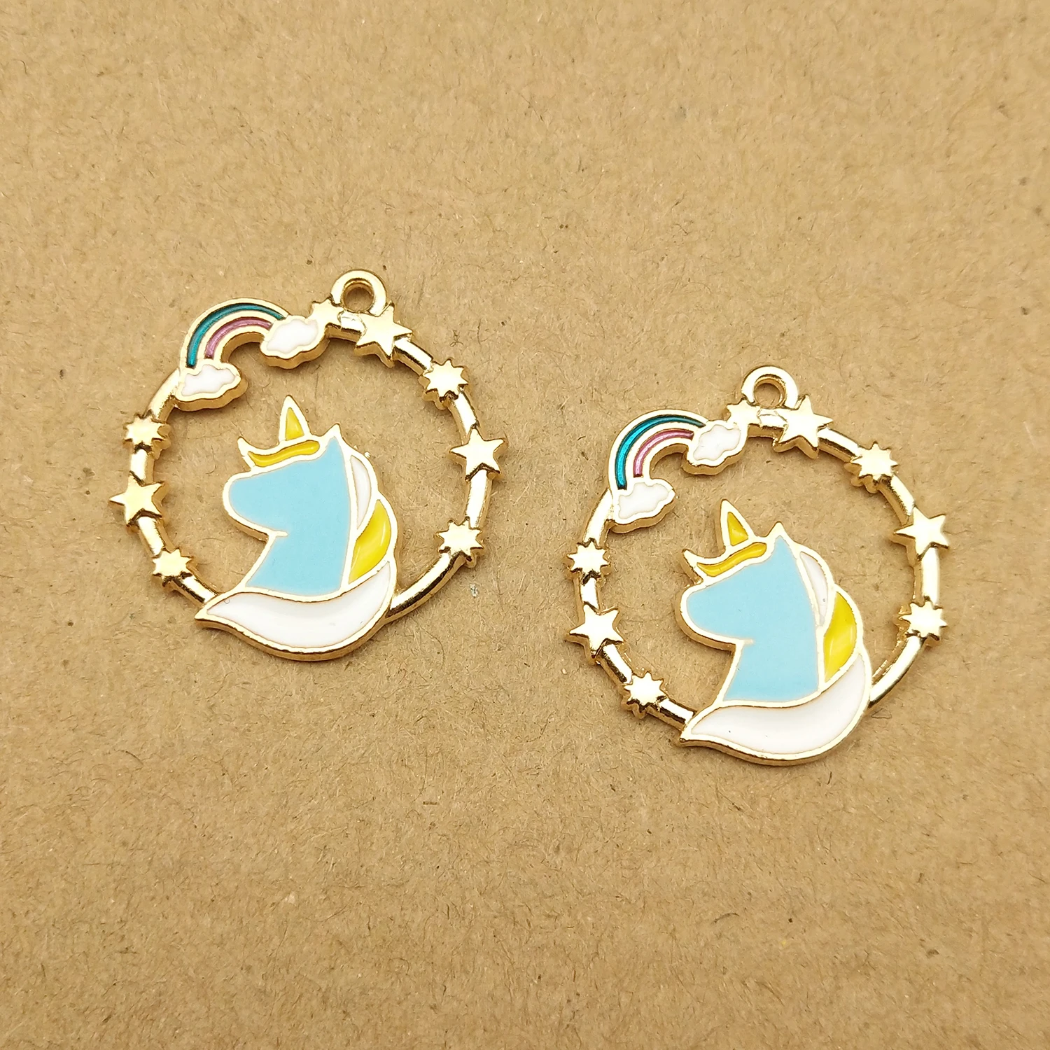 10 шт. 23x24 мм Эмаль амулет в виде единорога для ювелирные изделия делая серьги