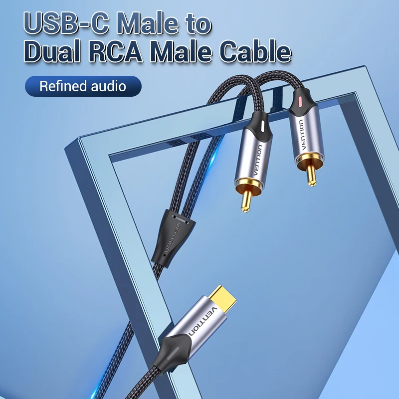 vention usb c к rca аудио кабель тип c к 2 rca каб