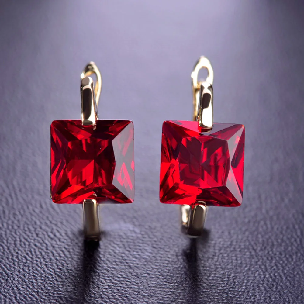 Blucome Простой Элегантный Горный Хрусталь Четырехгранный шип Серьги Для Женщин