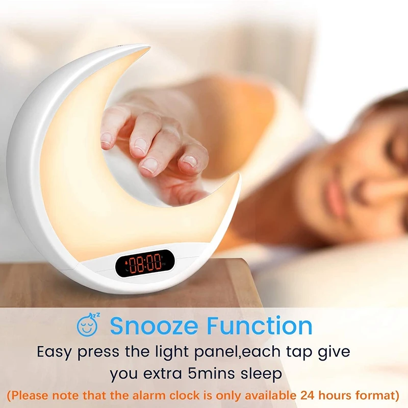 

Sunrise Alarm Clock Wake Up Light (24H Format) Sunrise Simulation and Sunset Fading Night Light Clock US Plug