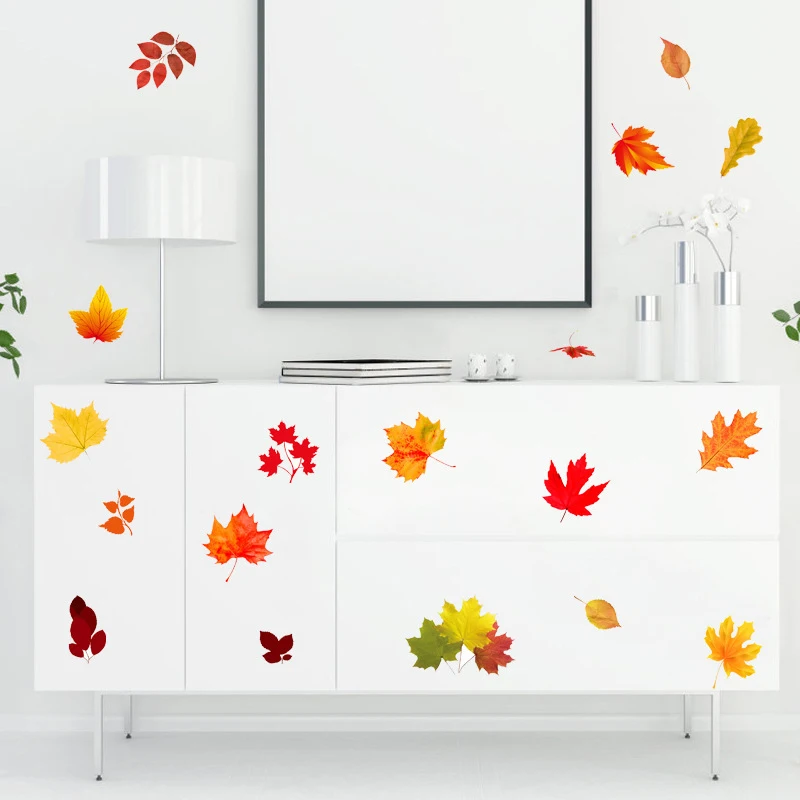 

Fridge Magnets Thanksgiving Maple Leaf Stickers Self-Adhesive Glass Refrigerator Air Conditioner Decoration Stickers NEW