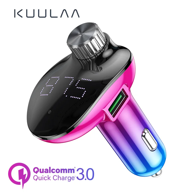 

KUULAA Car Charger with FM Transmitter Bluetooth Receiver Audio MP3 Player TF Card Car Kit QC3.0 Fast Charging Car Phone Charger