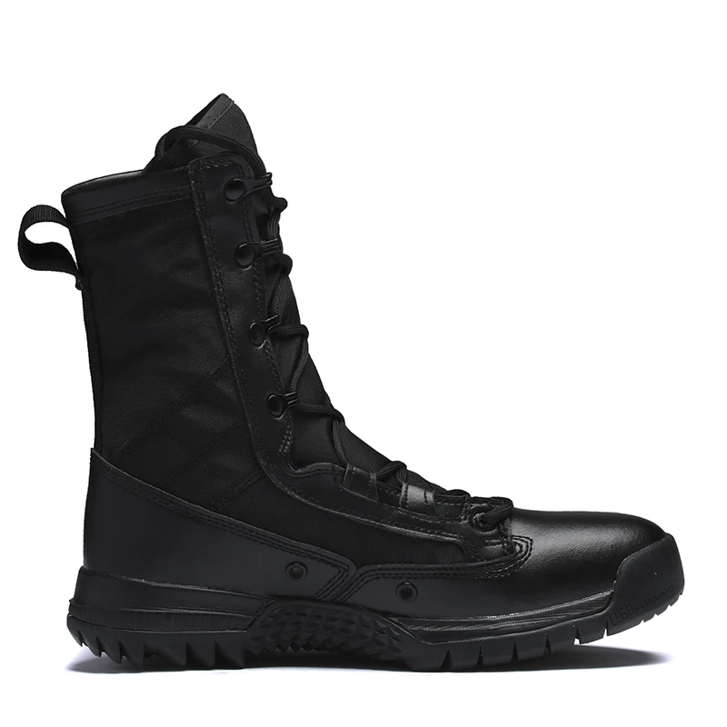 

FEBMOFL Spring/Autumn Men Military Boot Black Breathable Canvas Ultra light Desert Shoes Mens Combat Ankle Tactical Army Boots