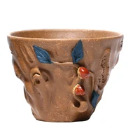 yixing handmade purple sand tea bowl raw ore section mud fairy peach master cup hat big mouth drinkware suit for green tea