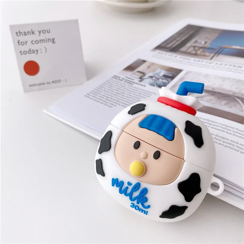 3D чехол для Airpods 1 2 Pro Box милая мягкая силиконовая беспроводная Bluetooth-гарнитура