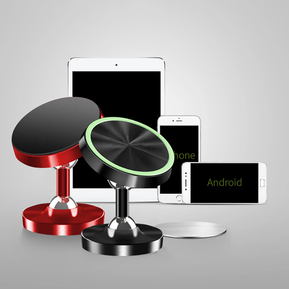 luminous magnetic metal phone holder stand for car mobile universal mount magnet gps for iphone xiaomi huawei samsung free global shipping