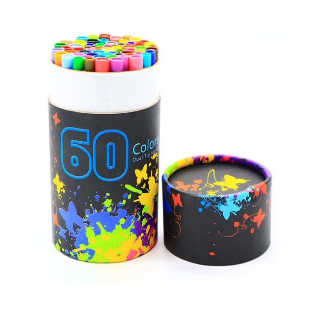 60 Colors black 60 цветов, двухконцевая кисть, ручка из фетра, тонкий лайнер для рисования, живопись, акварельный маркер, ручка для рисования цветов, манга, каллиграфия - Цвет: 60 Colors black