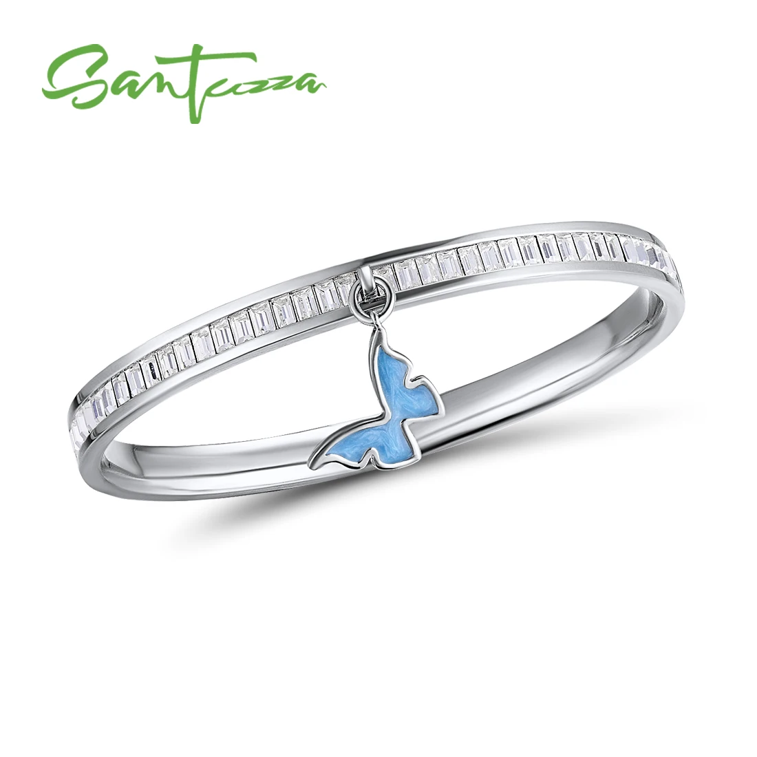 White Rhodium(Blue) Женский многоцветный браслет с бабочкой и сверкающими кристаллами, элегантные модные ювелирные изделия ручной работы, эмаль - Окраска металла: White Rhodium(Blue)