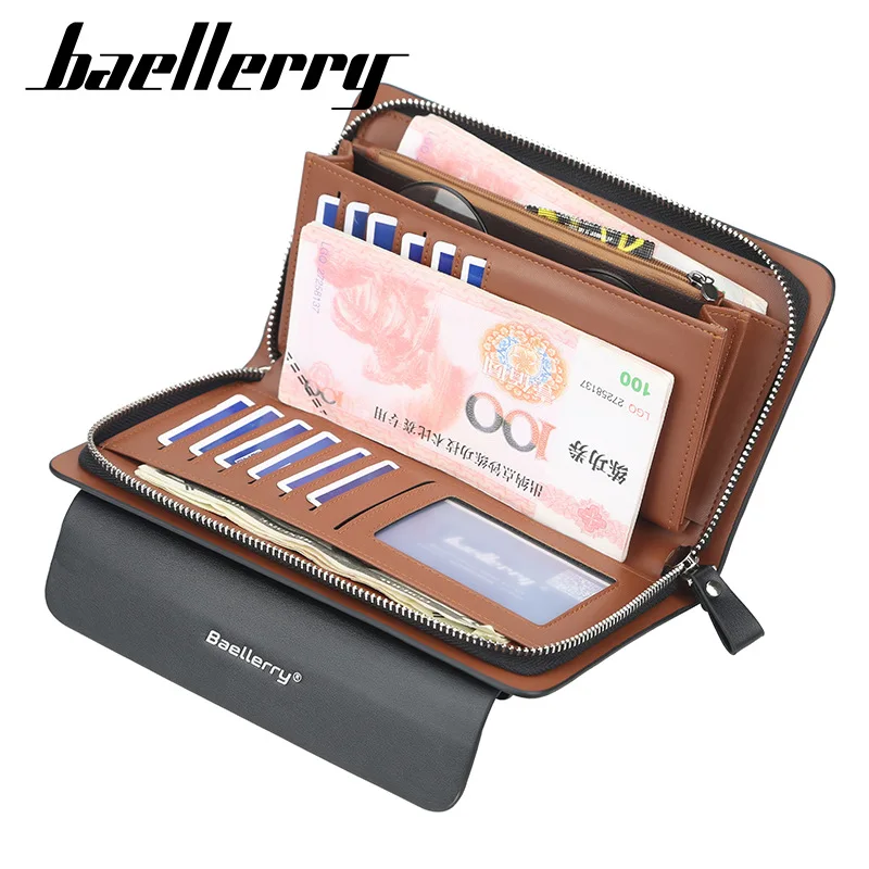 Мужской клатч на заказ с гравировкой имени вместительный бумажник двойной