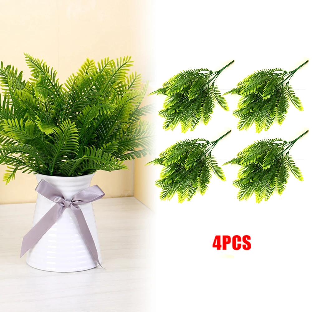 

4PCS Fern Leaf Plastic Lifelike Artificial Fern Bush Plants Indoor/outdoor 35cm