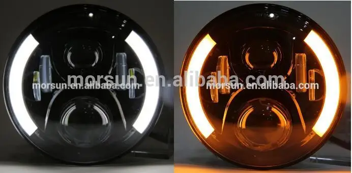 

guangzhou auto parts 7" halo ring led headlight wrangler led headlight with amber turn signal