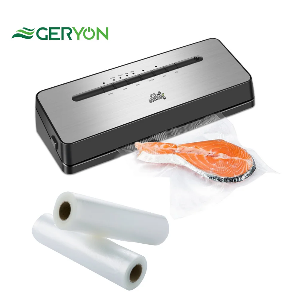 Food Sealer Vacuum Sealer Machine + Plastic Rolls BPA Free Custom Size Bags For Kitchen Vacuum Packer