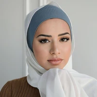2020 fashion headscarf turban caps for muslim women stretchy hijab turban female ribbed jersey under scarves headwrap bonnet