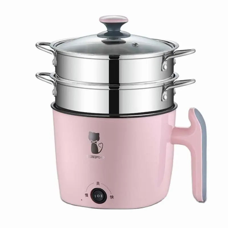 

220V Multifunctional Electric Cooker Heating Pan Electric Cooking Pot Machine Hotpot Noodles Rice Eggs Soup double Steamer