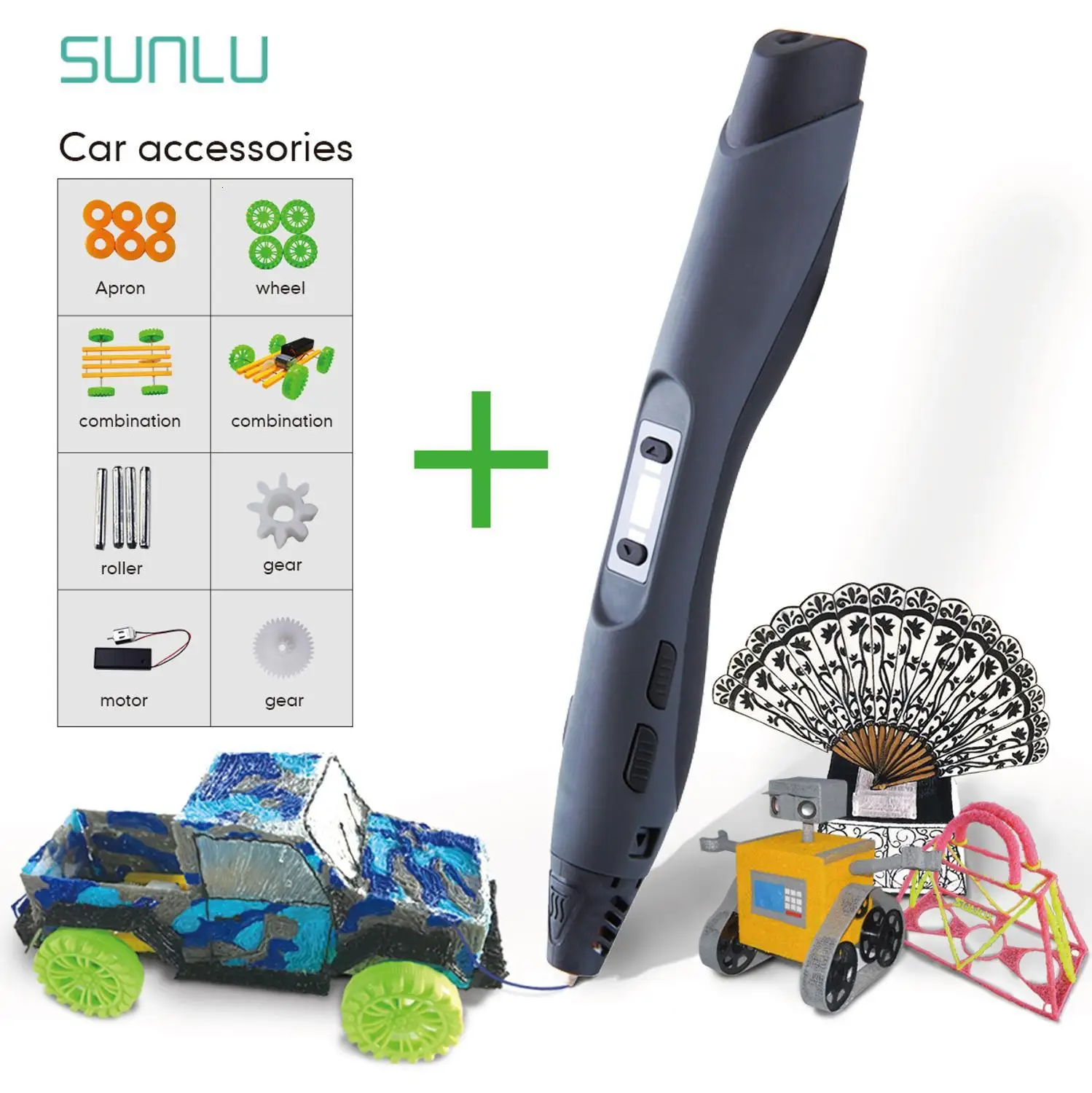 SUNLU SL 300 3D Ручка DIY автомобильный комплект цифровая печать с 50 м PLA нитью дети