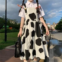 kawaii cow print dress mori girl lolita milk womens cute sundress harajuku preppy style korean fashion casual loose midi dress