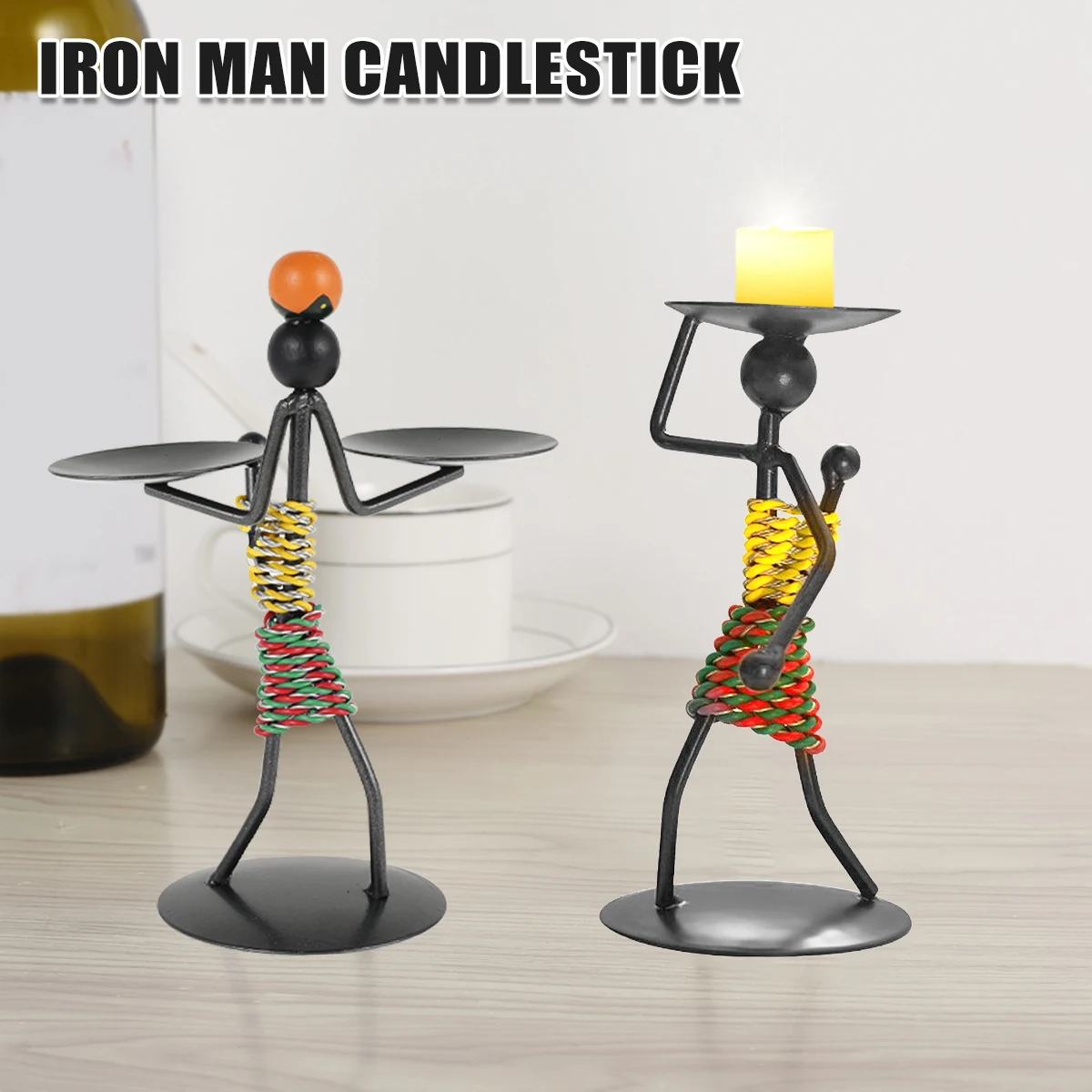 

Vintage Metal Candlestick Humour Girl Tray Candle Holders Character Sculpture Candle Holder Nordic Christmas Ornaments Decor