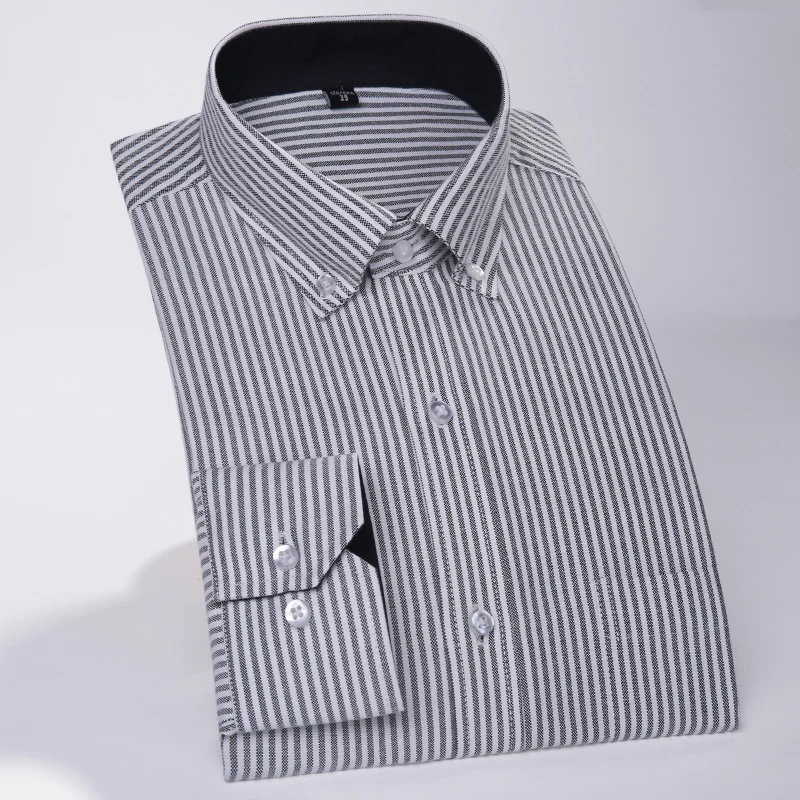 

Men Brand Shirt 50% Cotton Plus Size 4XL 5XL 100KG Long Sleeve for Spring Summer Stripes Grey Fashion Casual A07201122