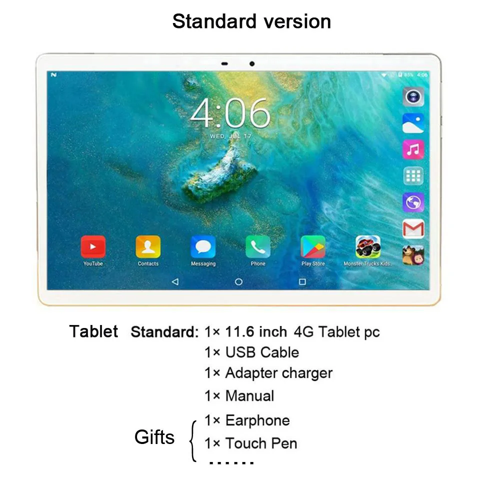 standard version MTK X27 2,8 ГГц 6 ГБ ОЗУ 128 Гб ПЗУ android 8,1 Тип C двойной 4G 11,6 дюймовый телефонный звонок wifi Дека ядро 2 в 1 планшеты с клавиатурой - Комплект: standard version