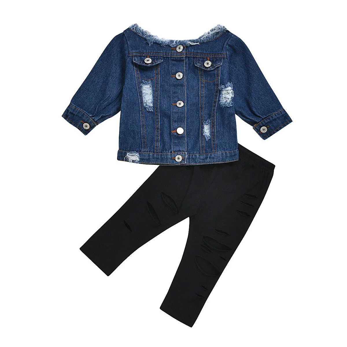 

Spring Girls Clothing Sets Korean Denim Long -sleeved Jacket +High Waist Pants 2PCS Baby Kids Clothes Suit Children Clothing