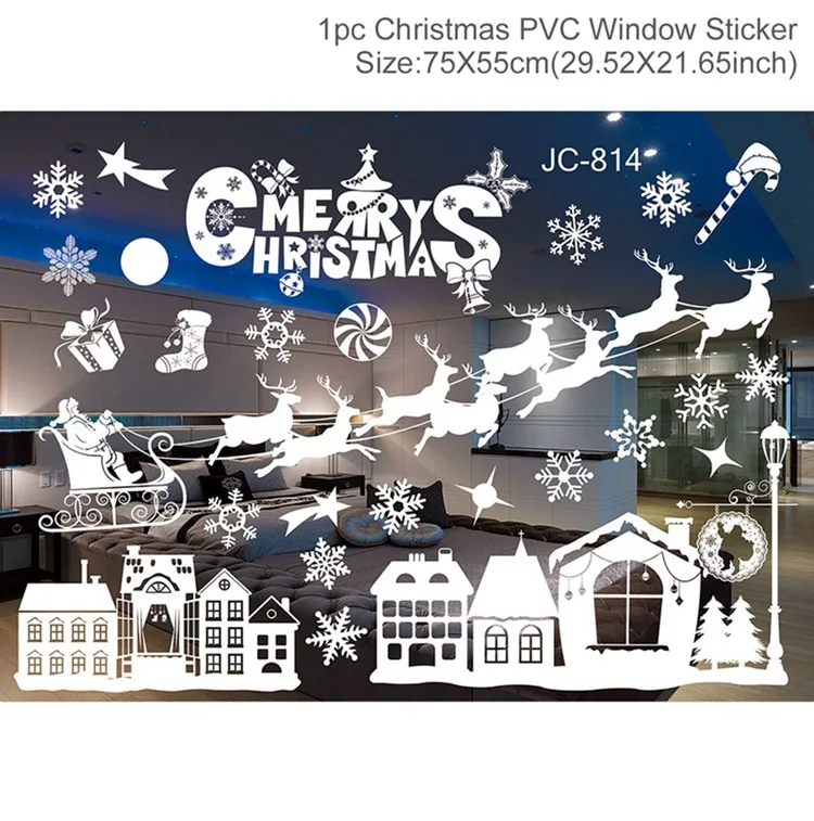 christmas sticker F FENGRISE Рождественское украшение для окна дома рождественские наклейки декор Рождественские украшения Рождественские подарки год - Цвет: christmas sticker F