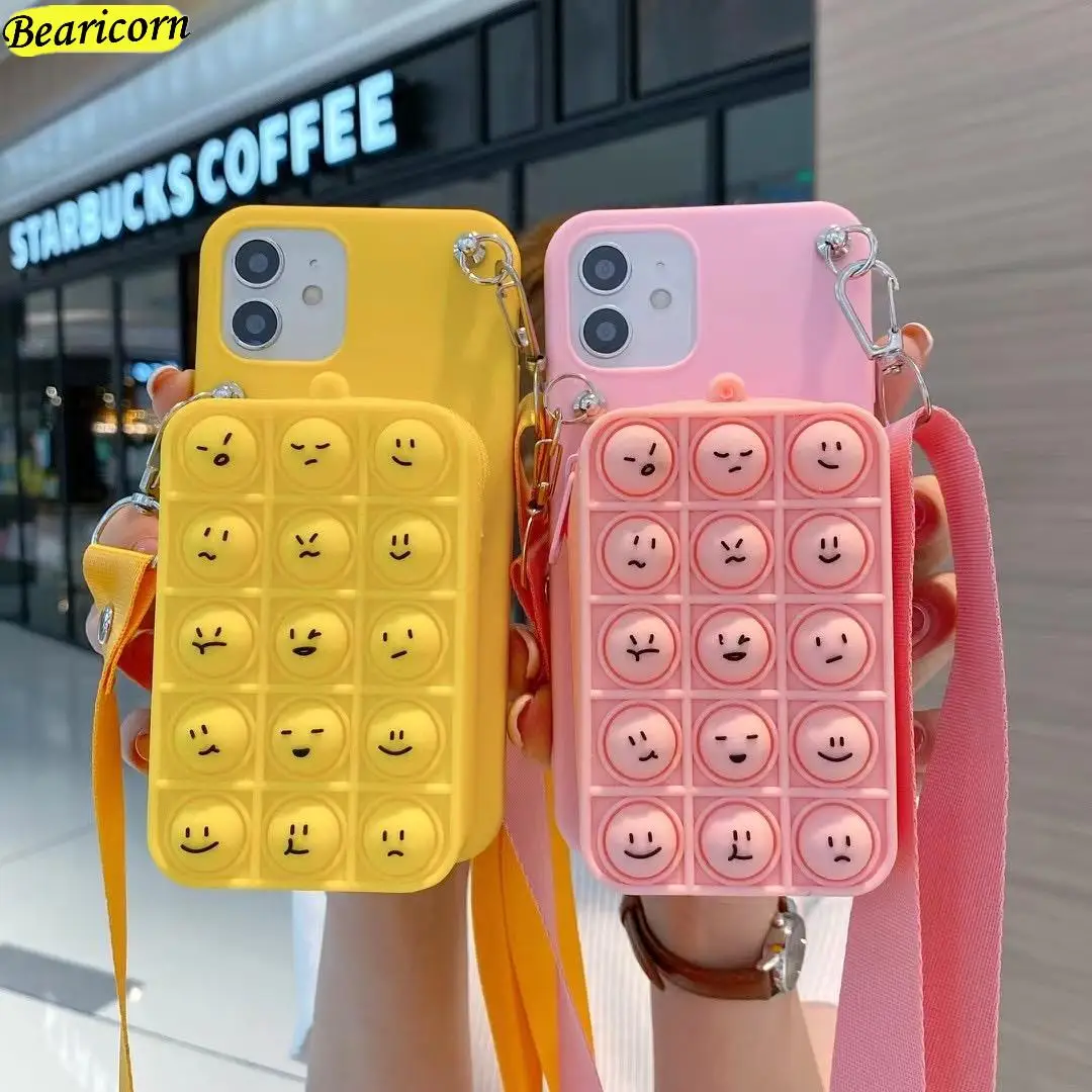 Coin Purses Pop Case For Xiaomi Redmi 4A 4X 5 5A 6 6A 7A 8A 9 9A 9i 9C 9T K20 K30i K30s K40 Pro Plus Hearts Bubble Wallet Cover