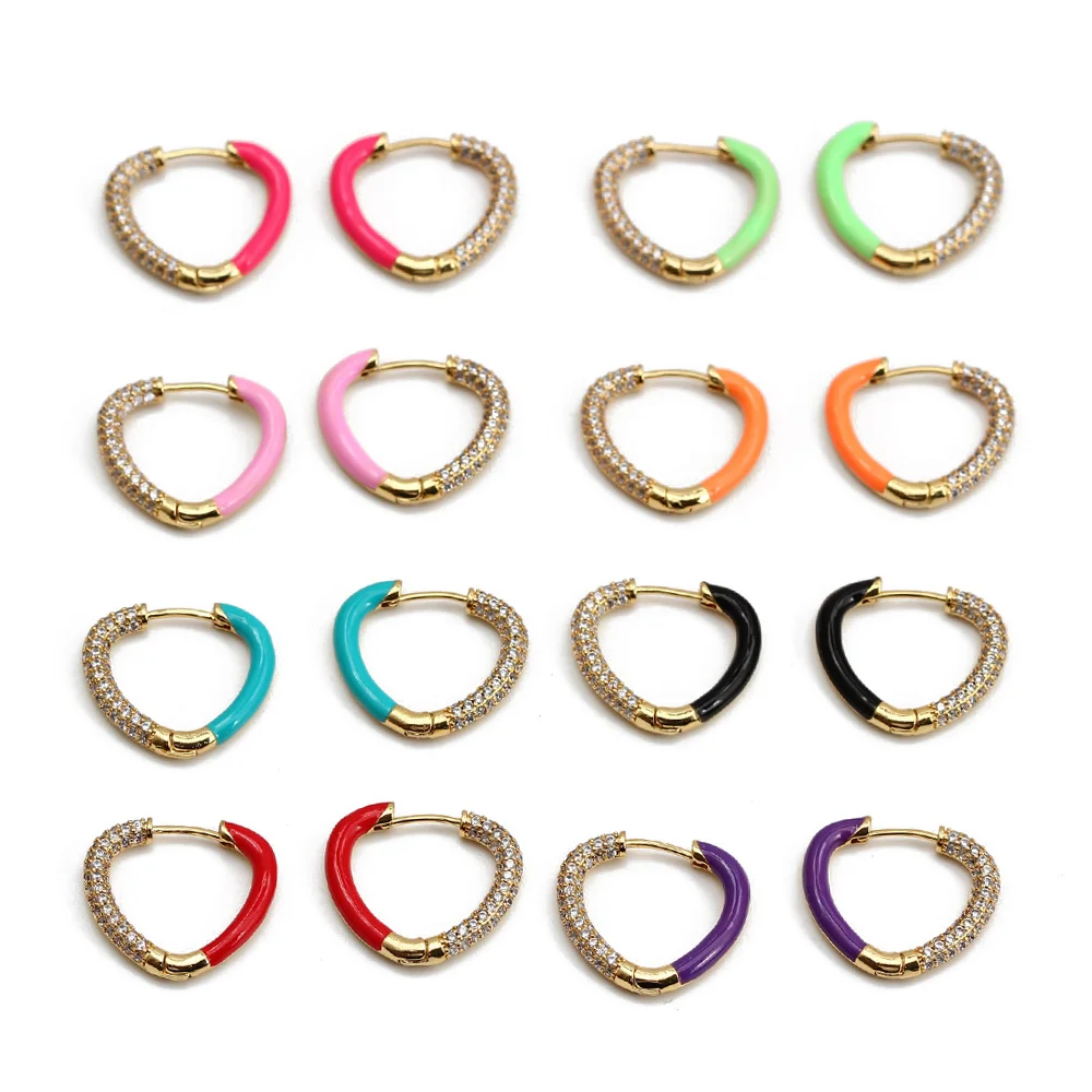 

Wish Card 2021 Multicolor Zircon Peach Heart Copper Earrings for Women Fashion Women's Earrings Party Jewelry Gifts for Friends