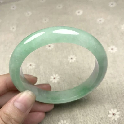 

Natural Burmese Jadeite 54-64mm Light Green Bracelet Elegant Princess Jewelry Send Mom to Girlfriend