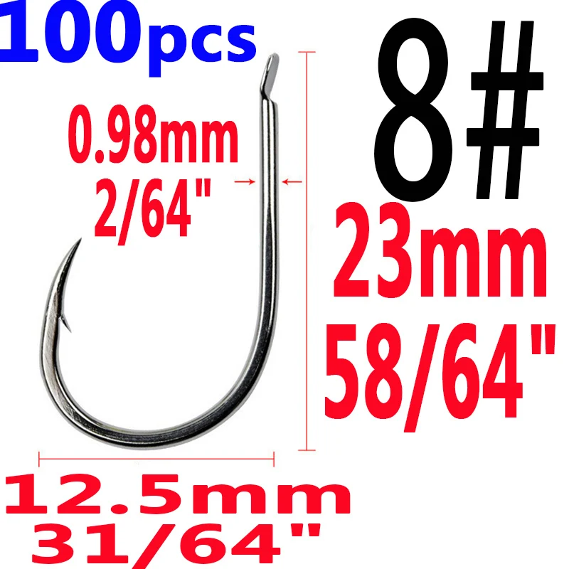 size8 100pcs 100 шт./лот рыболовные Крючки рыболовные крючки принадлежности для рыбалки блесны на карпа рыболовные снасти колючие 7 размеров приманка инструмент - Цвет: size8 100pcs