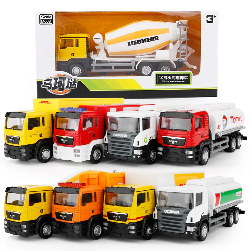 Die Cast Model Cars 9 Styles Oil Tanks And Trucks Small Size 15Cm Free Wheels Garbage Truck &amp Cement Courier car | Игрушки и хобби