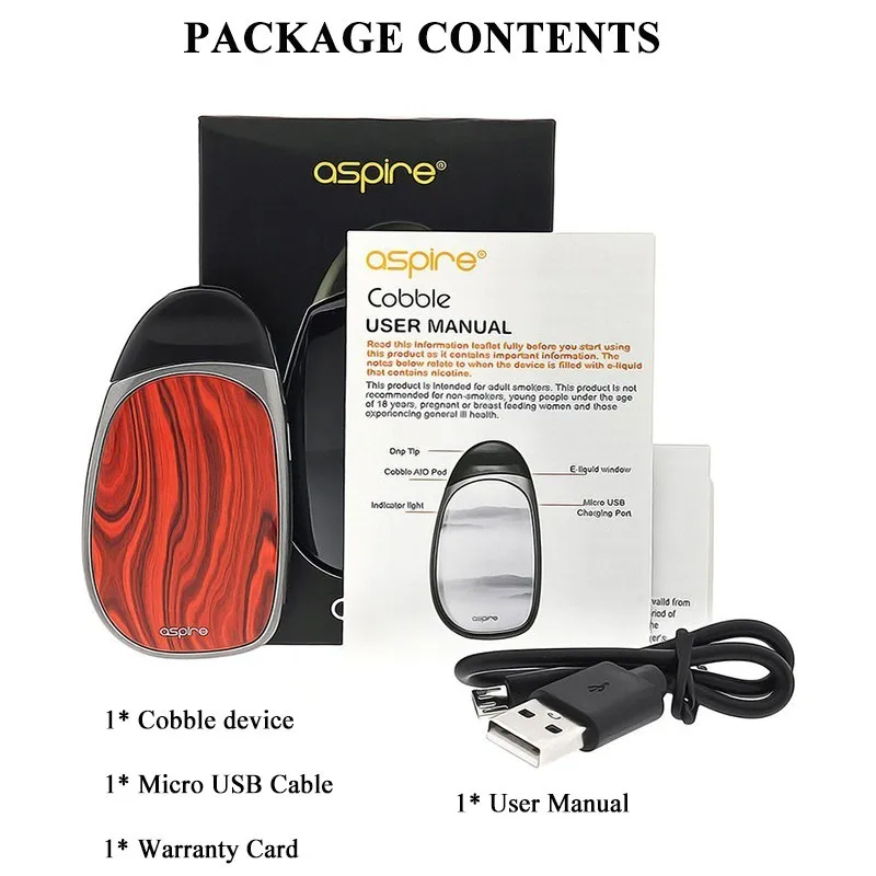 Aspire Cobble электронная сигарета vape pod Комплект с батареей 700 мАч 1 8 мл емкость 1.4ohm BVC