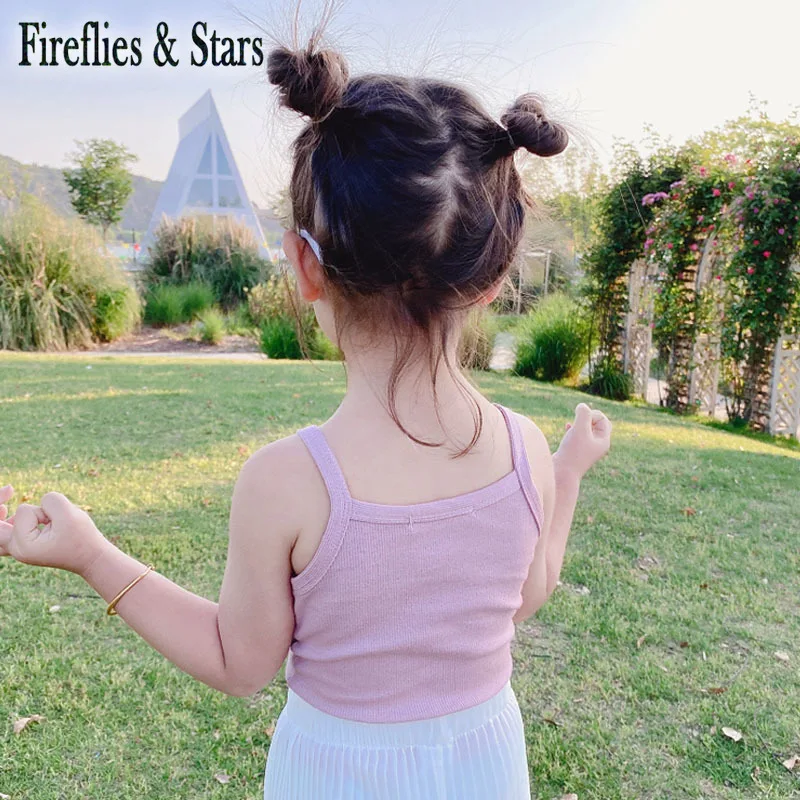 Летний жилет для девочек Детская футболка на бретелях топы без рукавов детей