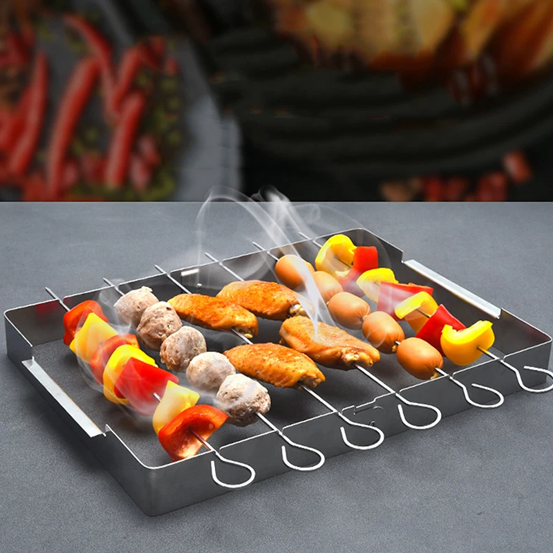 

Portable silver Stainless Steel BBQ Grill Folding BBQ Grill Mini Pocket BBQ Grill Barbecue Accessories For Home Park Use