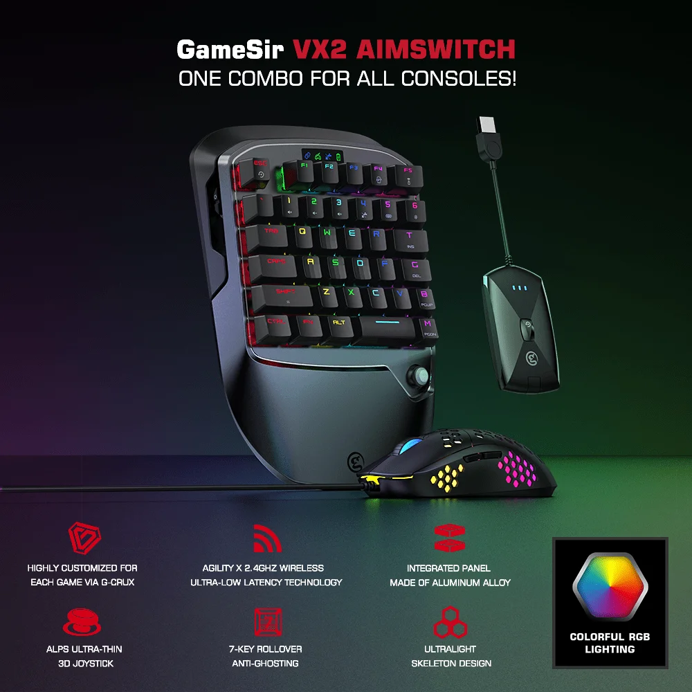 

Игровая клавиатура GameSir VX2 AimSwitch, мышь и адаптер для игровых консолей Xbox серии X/S, Xbox One, PS4, Nintendo Switch