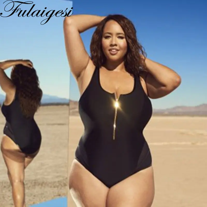 Черный на молнии плюс размер 4XL купальник купальный костюм с пуш ап женский