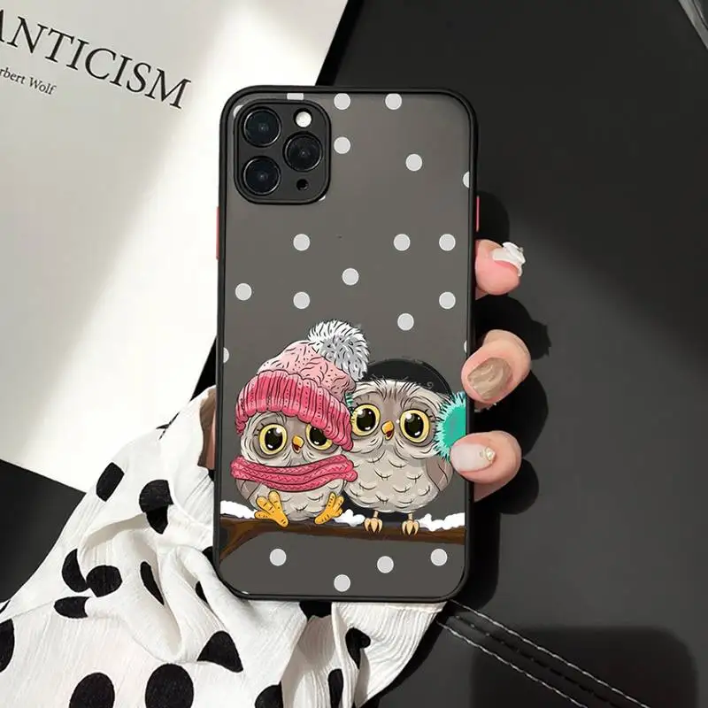 

owl cute cartoon design pattern Phone Cases matte transparent For iphone 7 8 11 12 plus mini x xs xr pro max cover