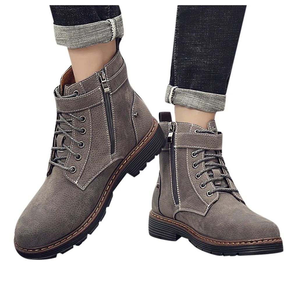 Мужские ботинки Новинка 2019 года модные износостойкие зимние из искусственной