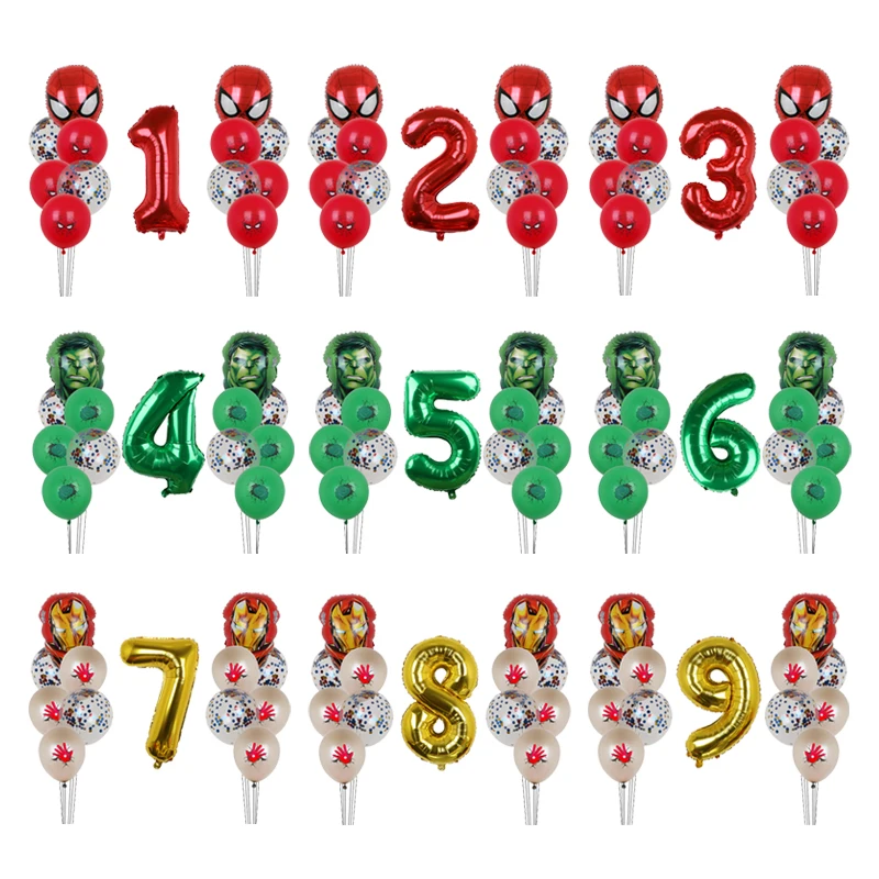 

13pcs MARVEL Party Balloons Spider man Hero Balloon 32" Number Balloons Baby Shower Birthday Party Decorations Kids Toy Gifts