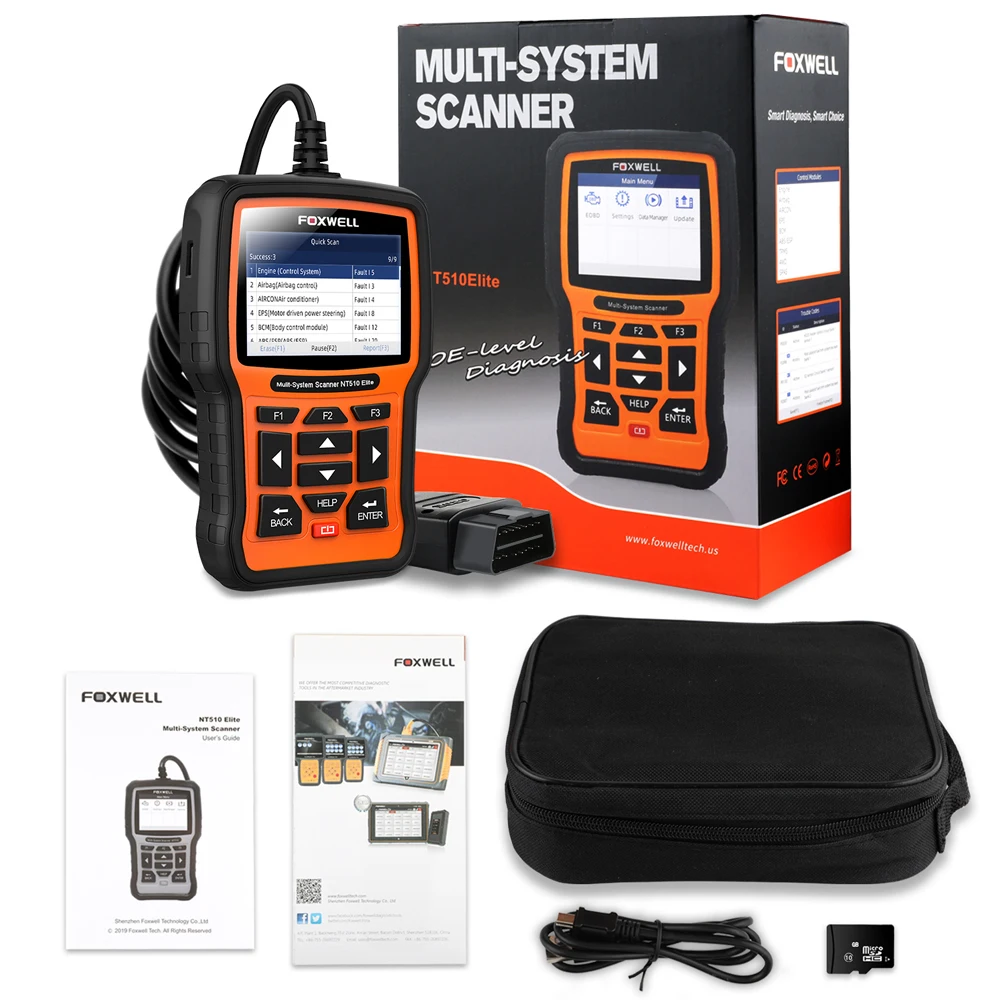 FOXWELL NT510 Elite полная система OBD2 автомобильный диагностический инструмент ABS