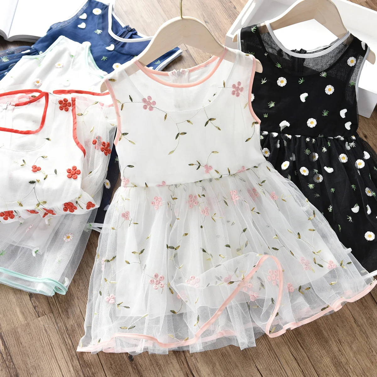 Thunderers Summer Kids Princess Dress Girl Sleeveless Printed Floral Mesh Party Casual Children Clothes | Детская одежда и обувь