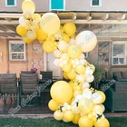 Желтый фон Макарон для свадьбы, дня рождения, товары для детского душа, Белый декор для праздника, мероприятия, добро пожаловать, воздушный шар, гирлянда, наборы арочных элементов