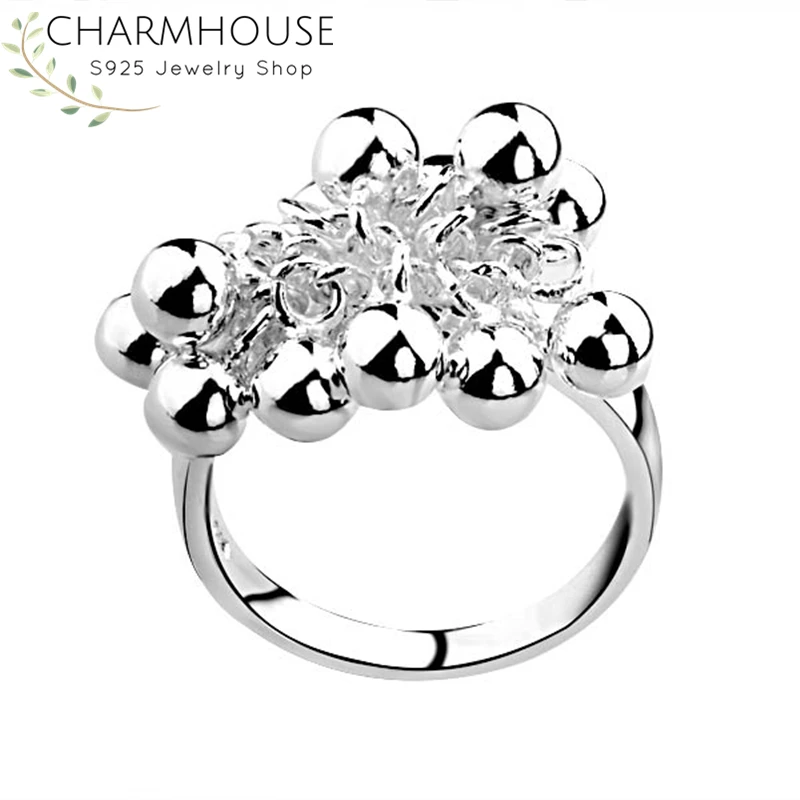 Чистого серебра 925 серебряных колец для Для женщин Мульти бусины палец кольцо