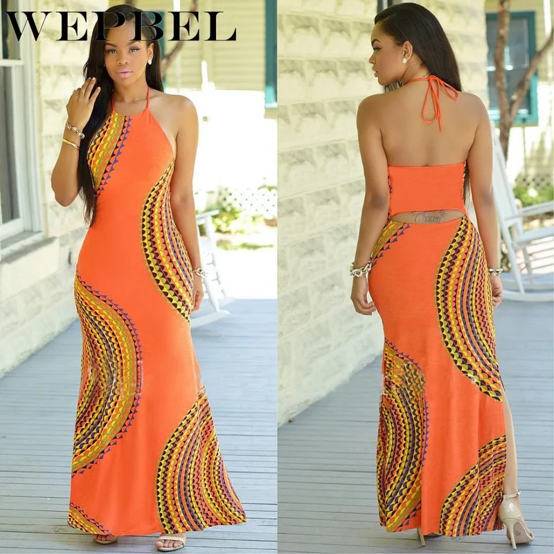 WEPBEL богемное Макси Платье Вечерние Коктейльные пляжные платья сарафан женское
