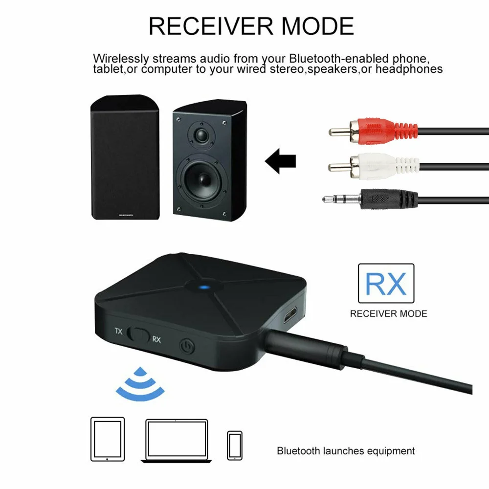 2 in 1 real stereo bluetooth compatible 4 2 receiver transmitter bluetooth wireless adapter audio with 3 5mm aux for tv mp3 pc free global shipping