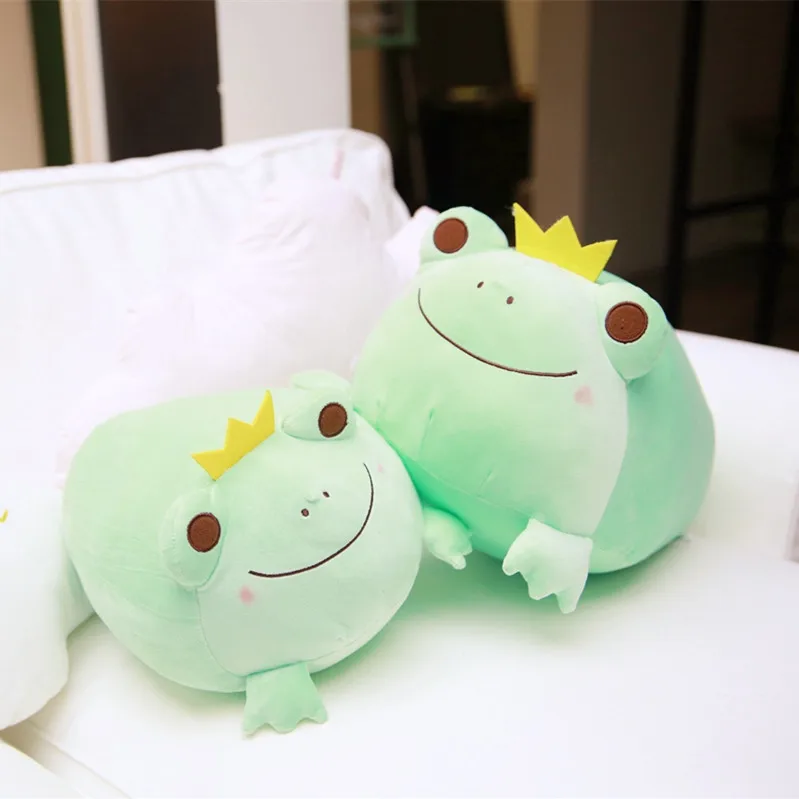 

35/42cm Cute Crown Frog Plush Pillow Stuffed Soft Down Cotton Kids Toys Kawaii Smile Frog Dolls for Children Kids Birthday Gift