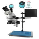 Мультифокальный стереомикроскоп 7X 45X, 4K VGA USB HDMI промышленный цифровой микроскоп для ремонта телефонов и печатных плат