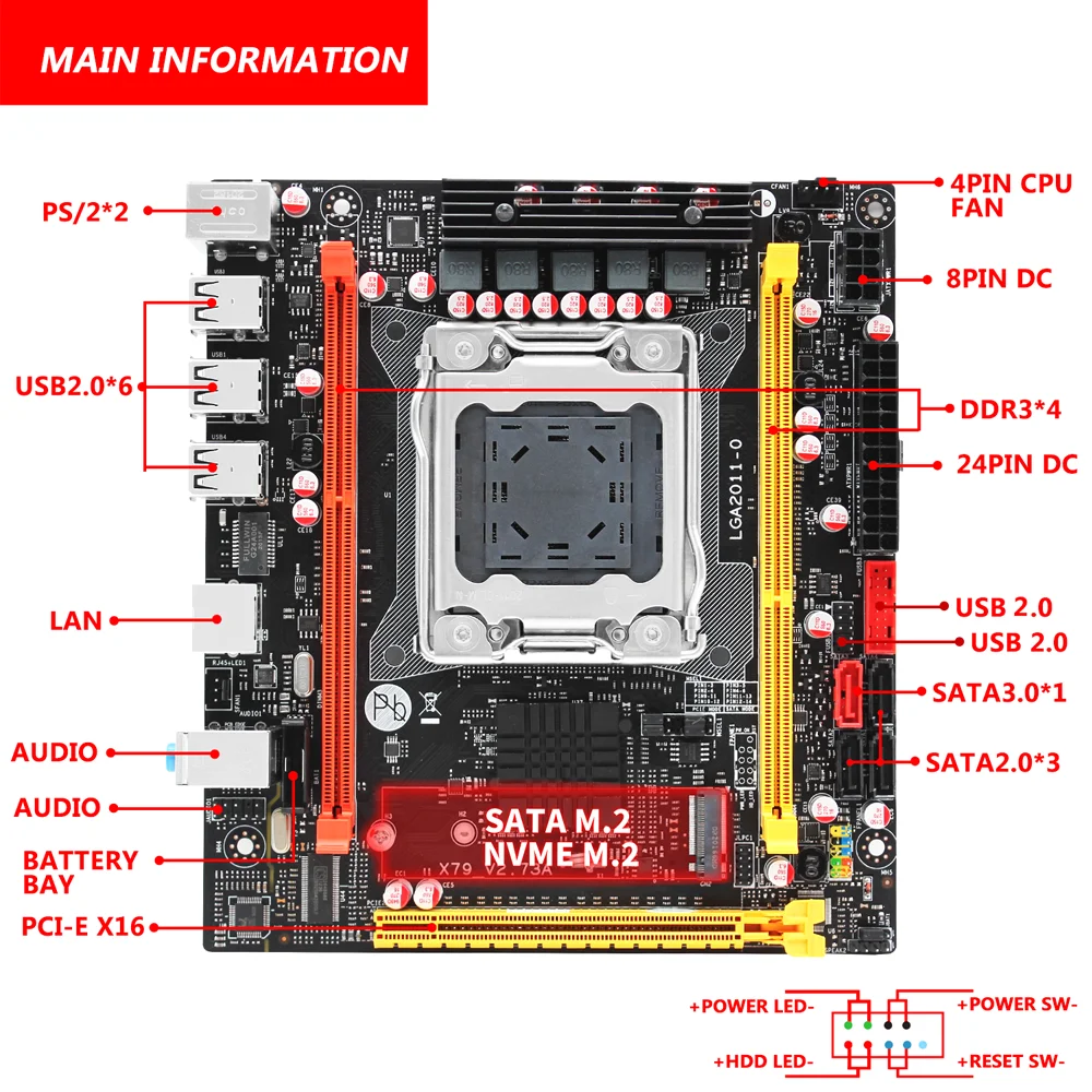 Günstig MASCHINIST X79 Motherboard LGA 2011 Unterstützung Intel Xeon E5 V1 V2 CPU Prozessor DDR3 ECC REG Nicht-ecc RAM Speicher Mini-idx X79 V 2,73