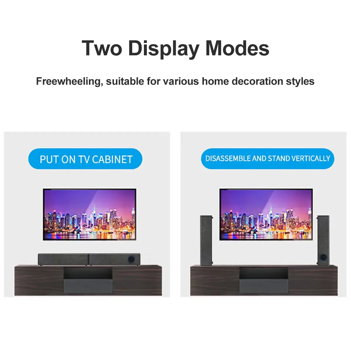 

20W TV Sound Bars Wireless Bluetooth 5.0 Speakers Detachable Soundbar Home Theater Dual Connection Methods for TV PC Smartphone